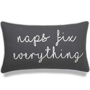 2 Naps Fix Everything 12x20 Embroidered Decorative Lumbar Accent Throw Pillows